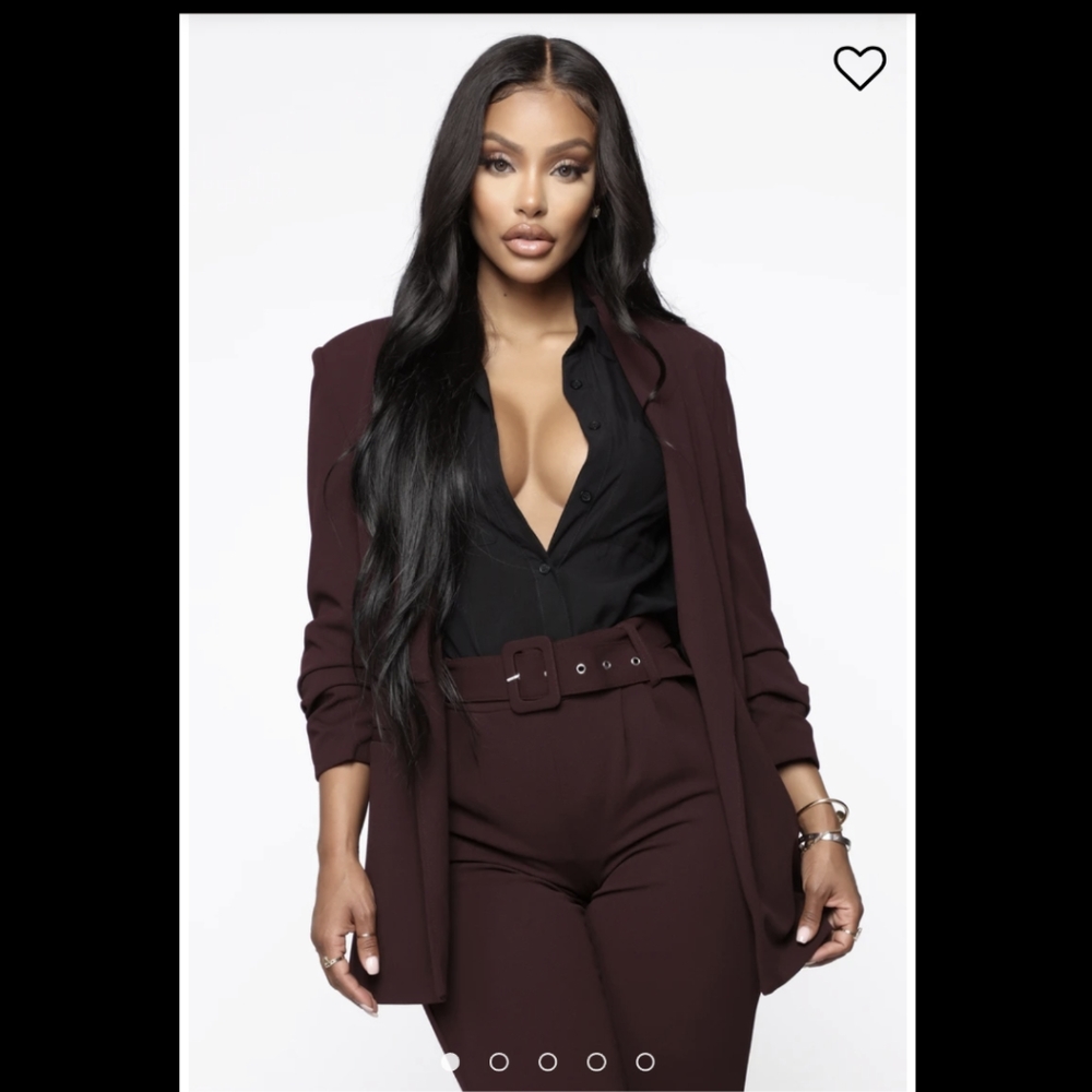 Fashion Nova The Celine Blazer Burgundy